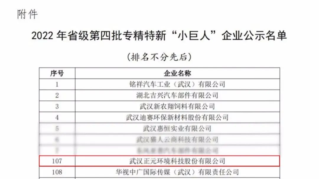 喜报 | 正元环境荣获2022年度省级第四批专精特新“小巨人”荣誉企业称号